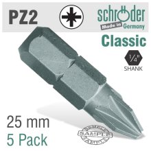 Schroder Pozi.No.2x25mm Classic Bit 5cd Schroder Pozi.No.2x25mm Classic Bit 5cd
