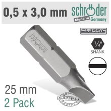 Schroder Slotted Bit 0.5x3mm 25mm 2cd Schroder Slotted Bit 0.5x3mm 25mm 2cd