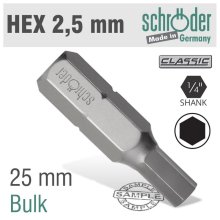 Schroder Hex/Allen Ins.Bit 2.5mm Bulk