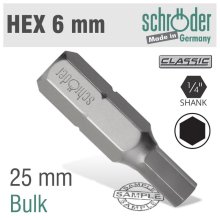 Schroder Hex/Allen 6mm Insert Bit Bulk