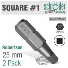 Schroder Sq.Recess No.1x25mm Bit 2/Card Schroder Sq.Recess No.1x25mm Bit 2/Card