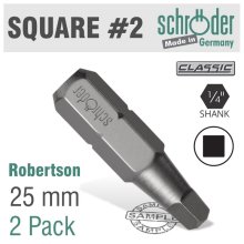 Schroder Sq.Recess No.2x25mm Bit 2/Card Schroder Sq.Recess No.2x25mm Bit 2/Card