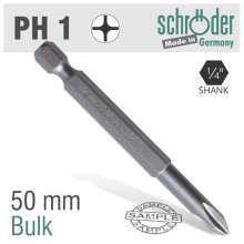 Schroder Phillips No.1 X 50mm Classic Power Bit Schroder Phillips No.1 X 50mm Classic Power Bit