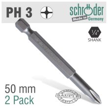 Schroder Phillips No.3 X 50mm Classic Power Bit 2cd Schroder Phillips No.3 X 50mm Classic Power Bit 2cd