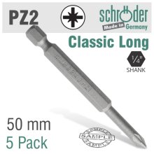 Schroder Pozi No.2 X 50mm Classic Power Bit 5cd Schroder Pozi No.2 X 50mm Classic Power Bit 5cd