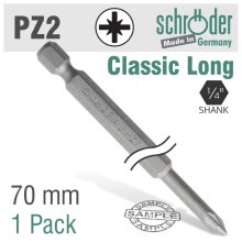 Schroder Pozi.No.2 70mm Power Bit 1 Pack Schroder Pozi.No.2 70mm Power Bit 1 Pack