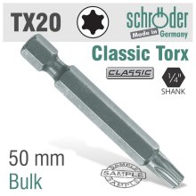 Schroder Torx Tx20 X 50mm Classic Power Bit Bulk Schroder Torx Tx20 X 50mm Classic Power Bit Bulk