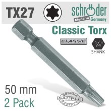 Schroder Torx Tx27x50mm Classic Power Bit 2/Cd Schroder Torx Tx27x50mm Classic Power Bit 2/Cd