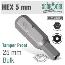 Schroder Allen/Hex 5mm Security Insert Bit Bulk Schroder Allen/Hex 5mm Security Insert Bit Bulk