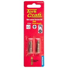 Tork Craft Pz 2 X 25mm Tin Coated Torsion Bit 2pce Tork Craft Pz 2 X 25mm Tin Coated Torsion Bit 2pce