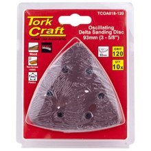 Tork Craft Oscilating Sandpaper A/O 93mm 10pc Delta Shape 120grit Tork Craft Oscilating Sandpaper A/O 93mm 10pc Delta Shape 120grit