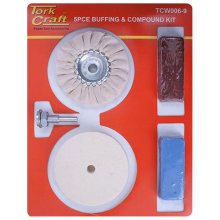 Tork Craft Polishing Buffing & Compound Kit 5pce With Felt Buff Fro Drill Tork Craft Polishing Buffing & Compound Kit 5pce With Felt Buff Fro Drill