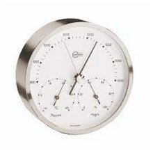 Barigo Barometer, Thermometer, Hygrometer - Nickel Plated Brass - White Dial Barigo Barometer, Thermometer, Hygrometer - Nickel Plated Brass - White Dial