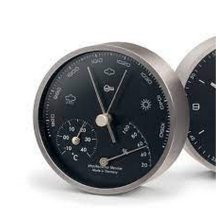 Barigo Barometer, Thermometer, Hygrometer - Nickel Plated Brass - Black Dial Barigo Barometer, Thermometer, Hygrometer - Nickel Plated Brass - Black Dial