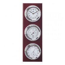 Anvi barometer, Thermometer, Hygrometer, Clock - Chrome, Dark Wood, Rectangular Anvi barometer, Thermometer, Hygrometer, Clock - Chrome, Dark Wood, Rectangular